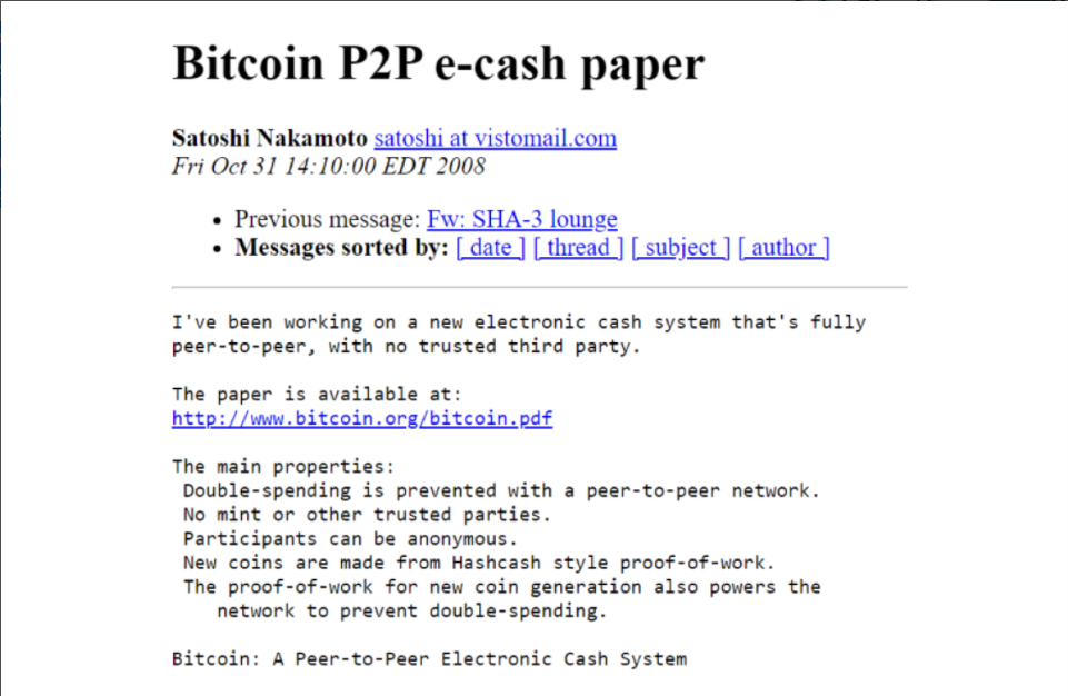 bitcoin P2P e-cash paper